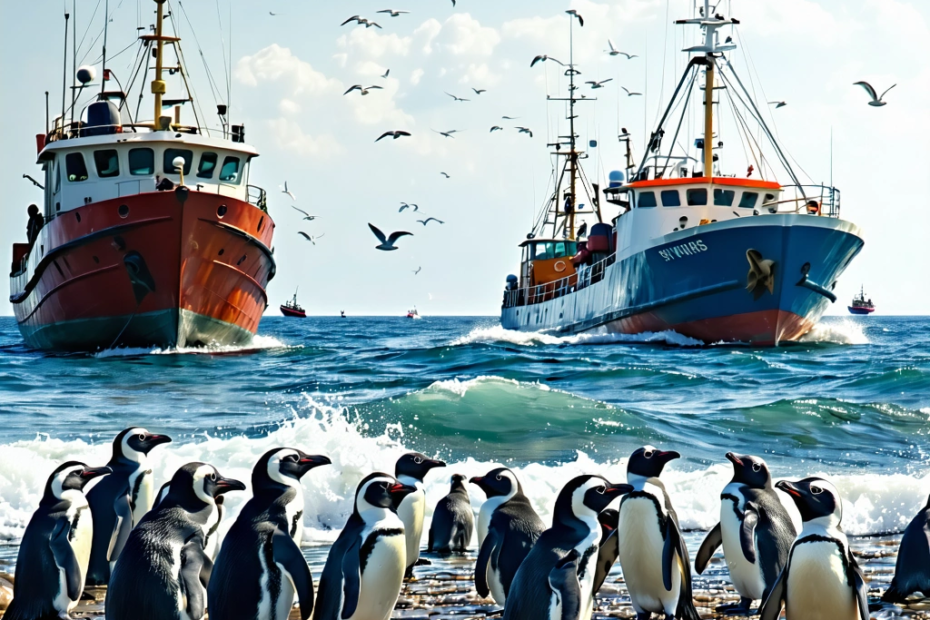 التنافس بين البطاريق الأفريقية ومصائد الأسماك: دراسة جديدة تكشف العواقب البيئية